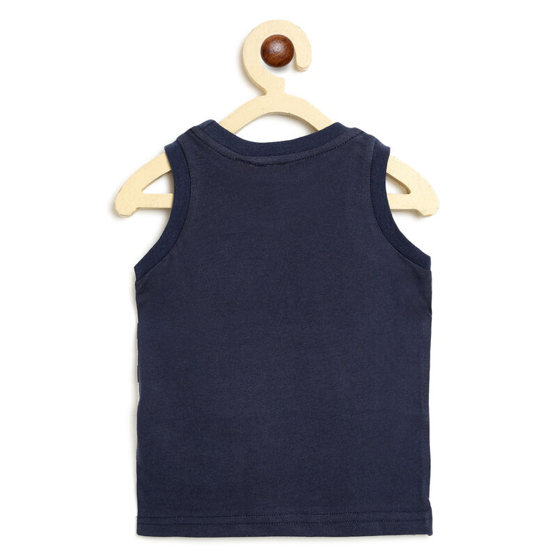 Boys Dark Blue Knitted Singlet with Short Pants image number null